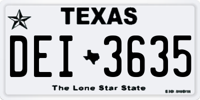 TX license plate DEI3635