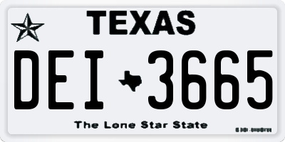 TX license plate DEI3665