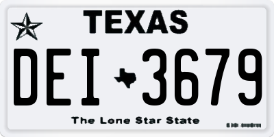 TX license plate DEI3679
