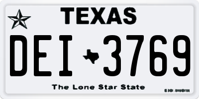 TX license plate DEI3769