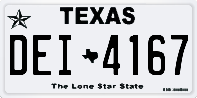 TX license plate DEI4167