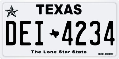 TX license plate DEI4234