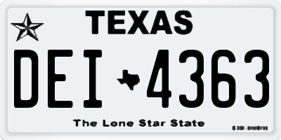 TX license plate DEI4363