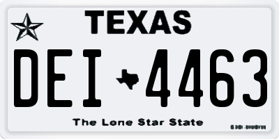 TX license plate DEI4463