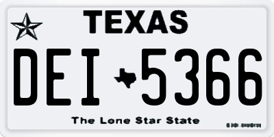 TX license plate DEI5366