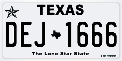 TX license plate DEJ1666