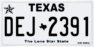 TX license plate DEJ2391