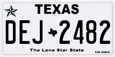TX license plate DEJ2482
