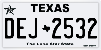 TX license plate DEJ2532