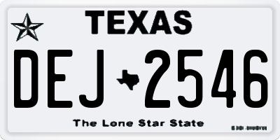 TX license plate DEJ2546