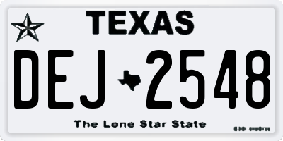 TX license plate DEJ2548