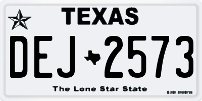 TX license plate DEJ2573