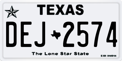 TX license plate DEJ2574