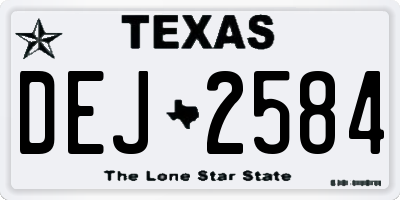 TX license plate DEJ2584
