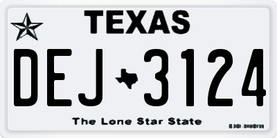TX license plate DEJ3124