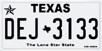 TX license plate DEJ3133