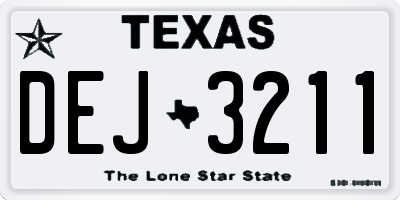 TX license plate DEJ3211