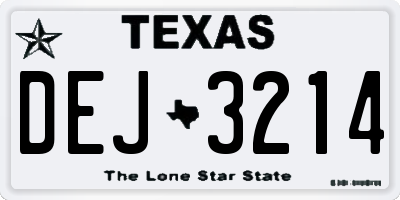 TX license plate DEJ3214