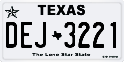 TX license plate DEJ3221