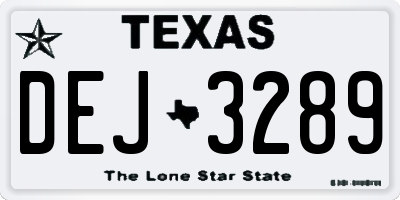 TX license plate DEJ3289