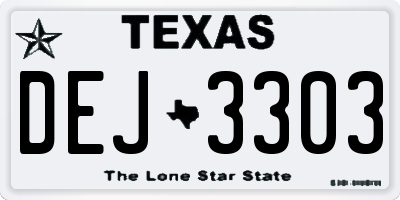 TX license plate DEJ3303