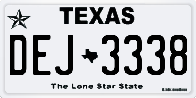TX license plate DEJ3338