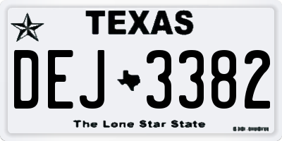 TX license plate DEJ3382