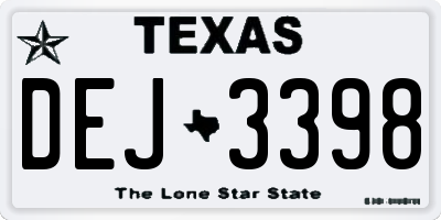 TX license plate DEJ3398