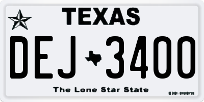 TX license plate DEJ3400