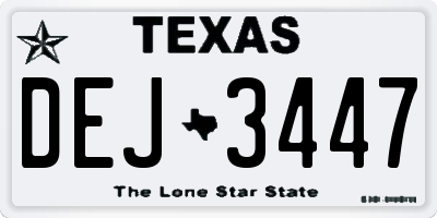 TX license plate DEJ3447