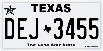 TX license plate DEJ3455