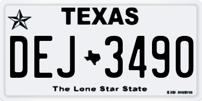 TX license plate DEJ3490