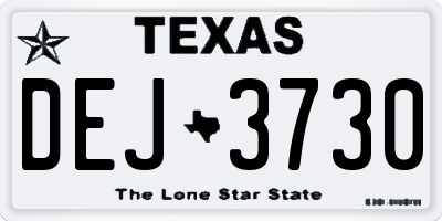 TX license plate DEJ3730