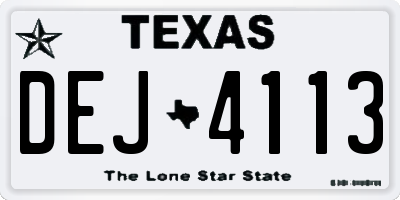 TX license plate DEJ4113