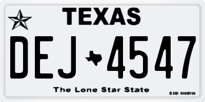 TX license plate DEJ4547