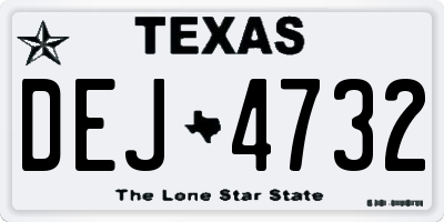 TX license plate DEJ4732