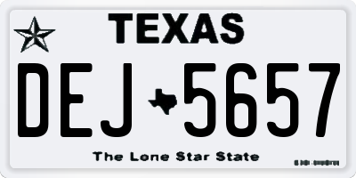 TX license plate DEJ5657