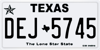 TX license plate DEJ5745