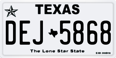 TX license plate DEJ5868