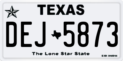 TX license plate DEJ5873