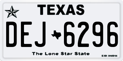 TX license plate DEJ6296