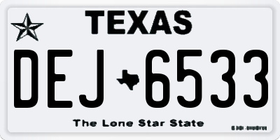 TX license plate DEJ6533