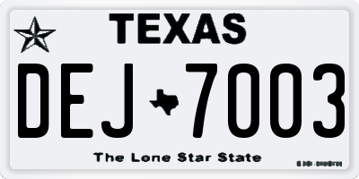 TX license plate DEJ7003