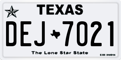 TX license plate DEJ7021