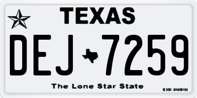 TX license plate DEJ7259