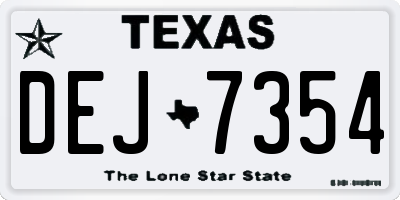 TX license plate DEJ7354