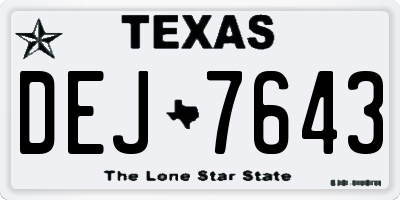 TX license plate DEJ7643