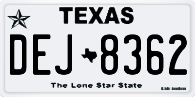 TX license plate DEJ8362
