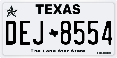TX license plate DEJ8554