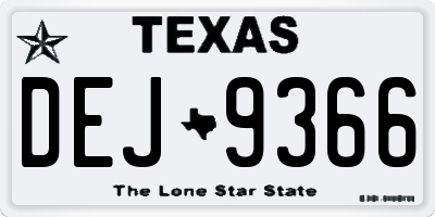 TX license plate DEJ9366